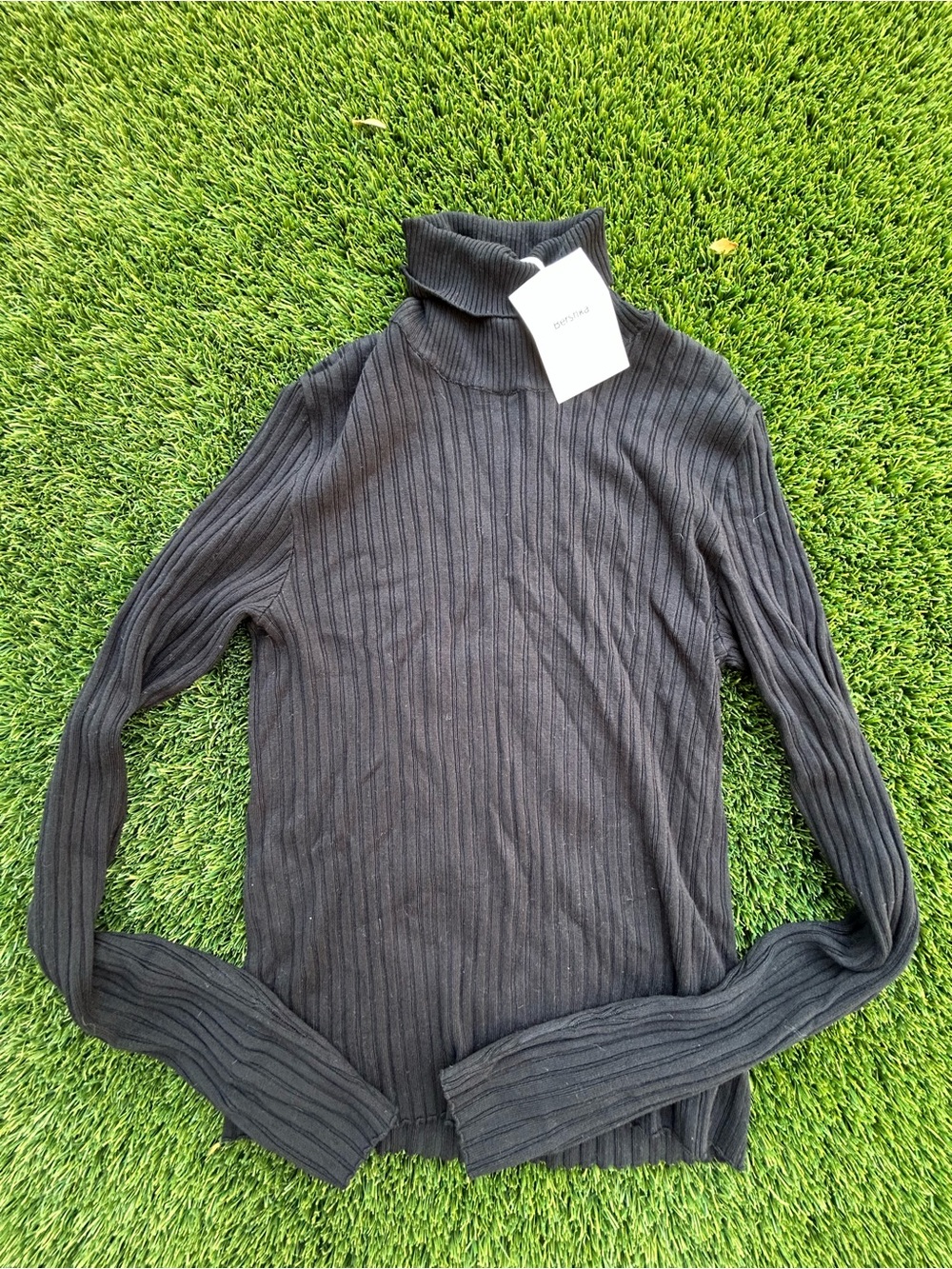 Bershka Black Ribbed Turtleneck Sweater